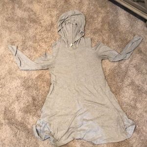 Hooded cold shoulder dress